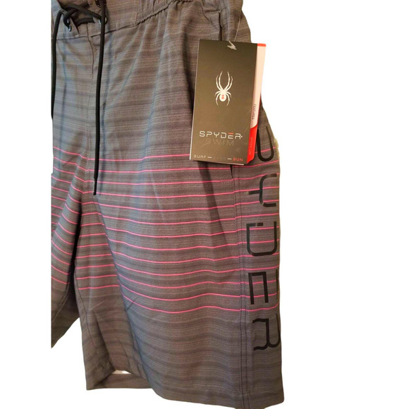 Spyder Swim‎ Adult Men's Shorts Size XL 36, 8.5 in Gray Pink Lined Trunks NWT - Picture 3 of 8